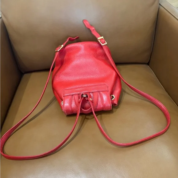MCM Red Pebbled Leather Drawstring Backpack with Front Pocket SALE!!! - Picture 3 of 8